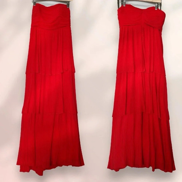 Fame and Partners Tiered Strapless Dress in Red Size 10 - Picture 2 of 11